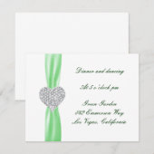 Diamond Heart Green Wedding Reception Card Einladung (Vorne/Hinten)