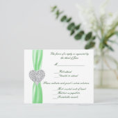 Diamond Heart Green Wedding Response Card RSVP Karte (Stehend Vorderseite)