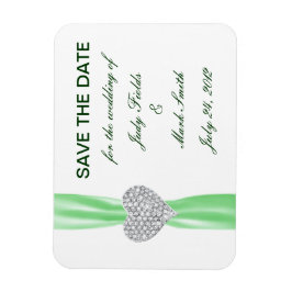 Diamond Heart Green Wedding Save the Date Magnet