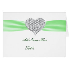 Diamond Heart Green Wedding Table Platzkarte
