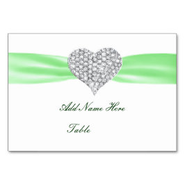Diamond Heart Green Wedding Table Platzkarte Tischnummer