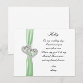 Diamond Heart Green Wedding Trauzeugin Card Einladung (Vorne/Hinten)