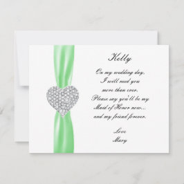 Diamond Heart Green Wedding Trauzeugin Card Einladung