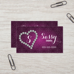 Diamond Heart Jewele Damask Monogram Visitenkarte