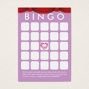 Diamond Heart Lila Brautparty Bingo Card