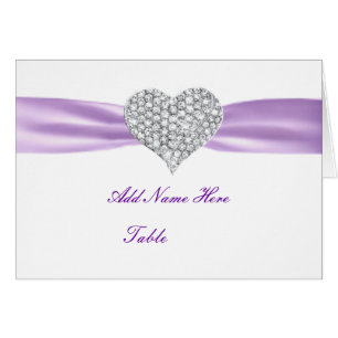 Diamond Heart Lila Hochzeitstisch Platzkarte