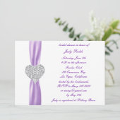 Diamond Heart Lila Wedding Brautparty Einladung (Stehend Vorderseite)