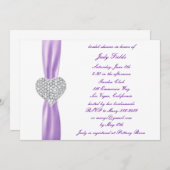 Diamond Heart Lila Wedding Brautparty Einladung (Vorne/Hinten)