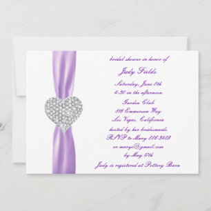 Diamond Heart Lila Wedding Brautparty Einladung