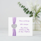 Diamond Heart Lila Wedding Reception Card Einladung (Stehend Vorderseite)