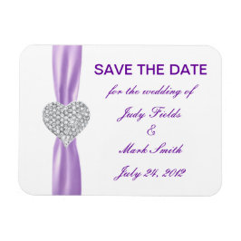Diamond Heart Lila Wedding Save the Date Magnet