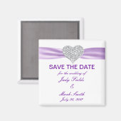 Diamond Heart Lila Wedding Save the Date Magnet (Vorderseite/Rückseite)