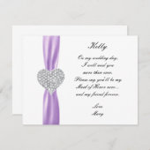 Diamond Heart Lila Wedding Trauzeugin Card Einladung (Vorne/Hinten)