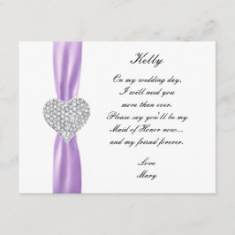 Diamond Heart Lila Wedding Trauzeugin Card Einladung