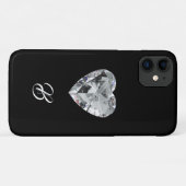 Diamond Heart Monogram Phone Case (Rückseite (Horizontal))