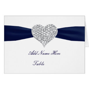 Diamond Heart Navy Blue Wedding Table Platzkarte