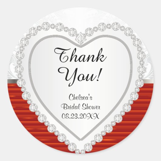 Diamond Heart on White and Red Background Runder Aufkleber (Vorderseite)