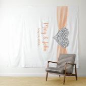 Diamond Heart Orange Ribbon Wedding Background Wandteppich (Beispiel (Horizontal))
