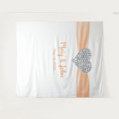 Diamond Heart Orange Ribbon Wedding Background Wandteppich (Vorderseite (Horizontal))