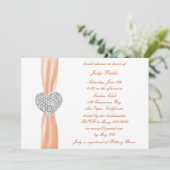 Diamond Heart Orange Wedding Brautparty Einladung (Stehend Vorderseite)