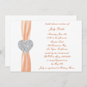 Diamond Heart Orange Wedding Brautparty Einladung (Vorne/Hinten)
