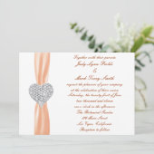 Diamond Heart Orange Wedding Einladung (Stehend Vorderseite)
