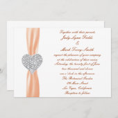 Diamond Heart Orange Wedding Einladung (Vorne/Hinten)