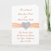Diamond Heart Orange Wedding Program Card Programm (Vorderseite)
