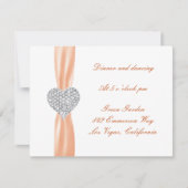 Diamond Heart Orange Wedding Reception Card Einladung (Vorderseite)