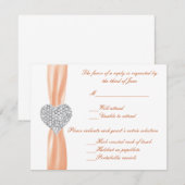 Diamond Heart Orange Wedding Response Card RSVP Karte (Vorne/Hinten)