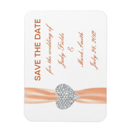 Diamond Heart Orange Wedding Save the Date Magnet