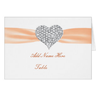 Diamond Heart Orange Wedding Table Platzkarte