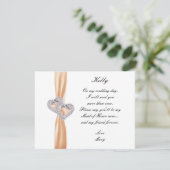 Diamond Heart Orange Wedding Trauzeugin Card Einladung (Stehend Vorderseite)