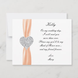 Diamond Heart Orange Wedding Trauzeugin Card Einladung