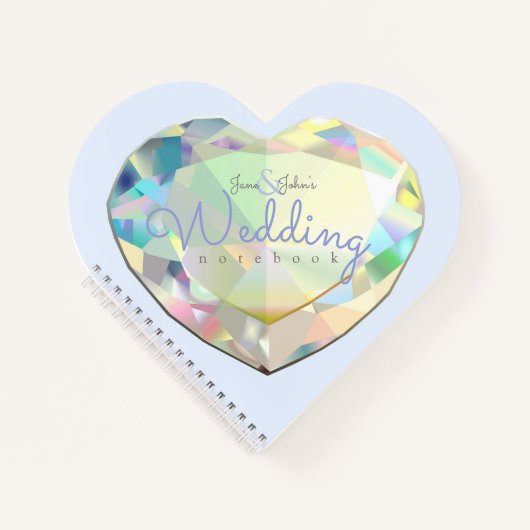 Diamond Heart Pale Blue Wedding Notes Notizblock (Vorderseite)