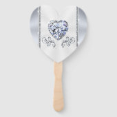 Diamond Heart Personalisiert Wedding Fans in Bulk Fächer (Rückseite)
