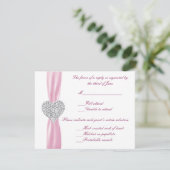 Diamond Heart Pink Hochzeitkarte RSVP Karte (Stehend Vorderseite)