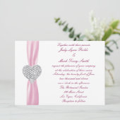 Diamond Heart Pink Hochzeitseinladung Einladung (Stehend Vorderseite)
