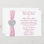 Diamond Heart Pink Hochzeitseinladung Einladung (Vorne/Hinten)
