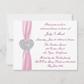 Diamond Heart Pink Probe Abendessen Einladung (Vorderseite)