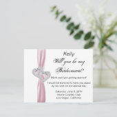 Diamond Heart Pink Wedding Bridesmaid Card Einladung (Stehend Vorderseite)