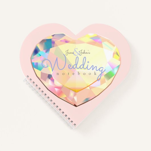 Diamond Heart Pink Wedding Notes Notizblock (Vorderseite)