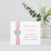 Diamond Heart Pink Wedding Reception Card Einladung (Stehend Vorderseite)