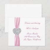 Diamond Heart Pink Wedding Reception Card Einladung (Vorne/Hinten)
