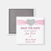 Diamond Heart Pink Wedding Save the Date Magnet (Vorderseite/Rückseite)