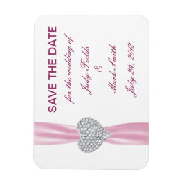 Diamond Heart Pink Wedding Save the Date Magnet