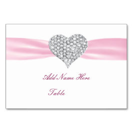 Diamond Heart Pink Wedding Table Platzkarte Tischnummer