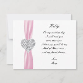 Diamond Heart Pink Wedding Trauzeugin Card Einladung