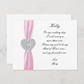 Diamond Heart Pink Wedding Trauzeugin Card Einladung (Vorne/Hinten)