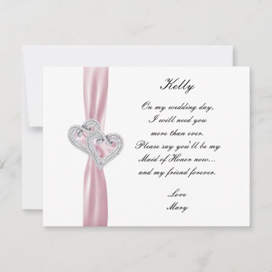 Diamond Heart Pink Wedding Trauzeugin Card Einladung (Vorderseite)